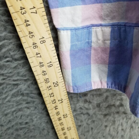 Izod Shirt Mens XXL Blue Plaid Cotton Long Sleeve Button Up Dress - Picture 9 of 12